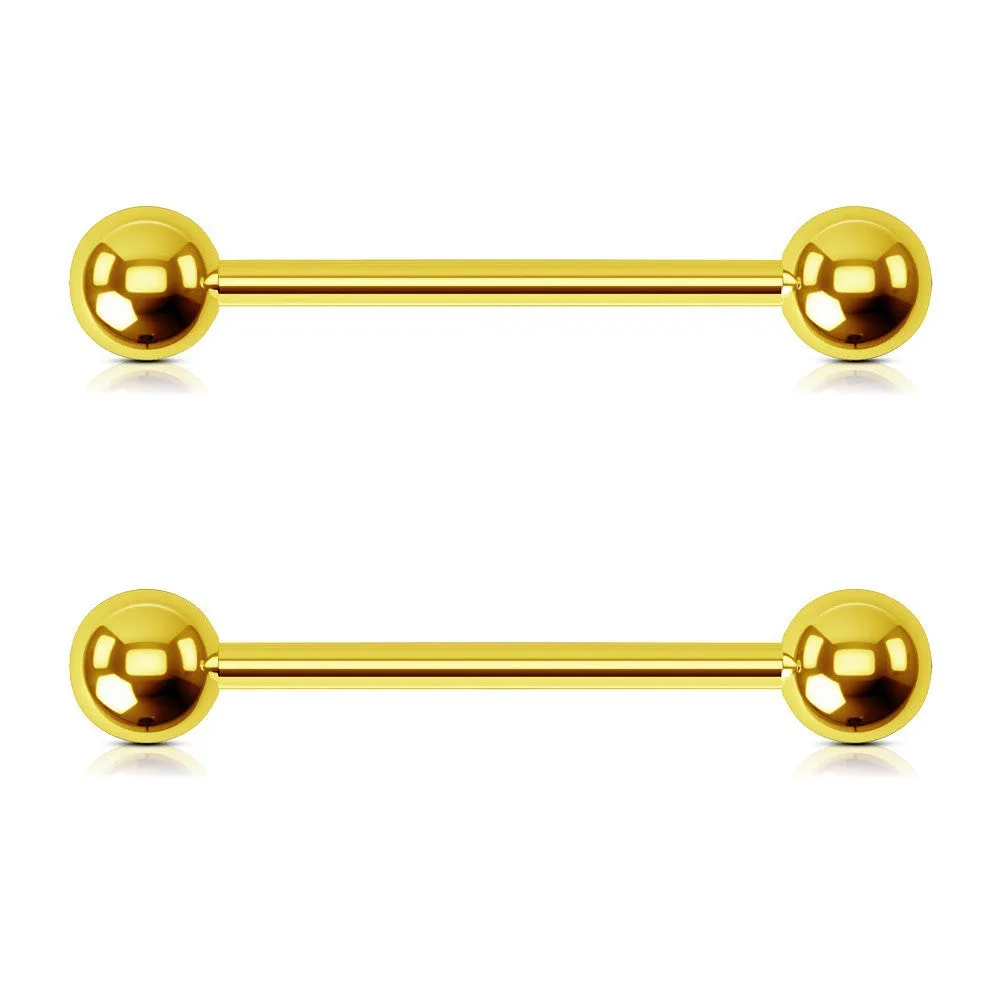 2PCS 14G Titanium Internally Threaded Nipple Rings