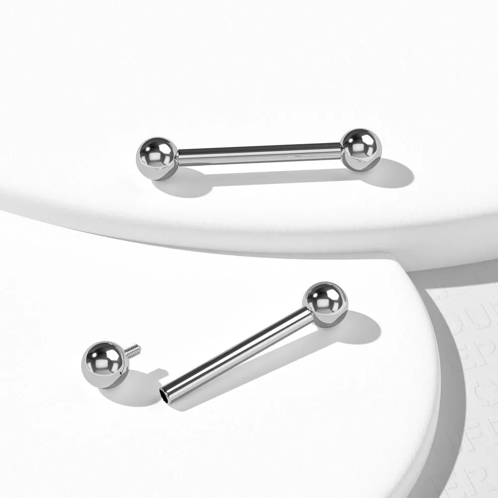 2PCS 14G Titanium Internally Threaded Nipple Rings