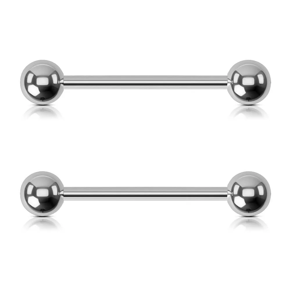 2PCS 14G Titanium Internally Threaded Nipple Rings