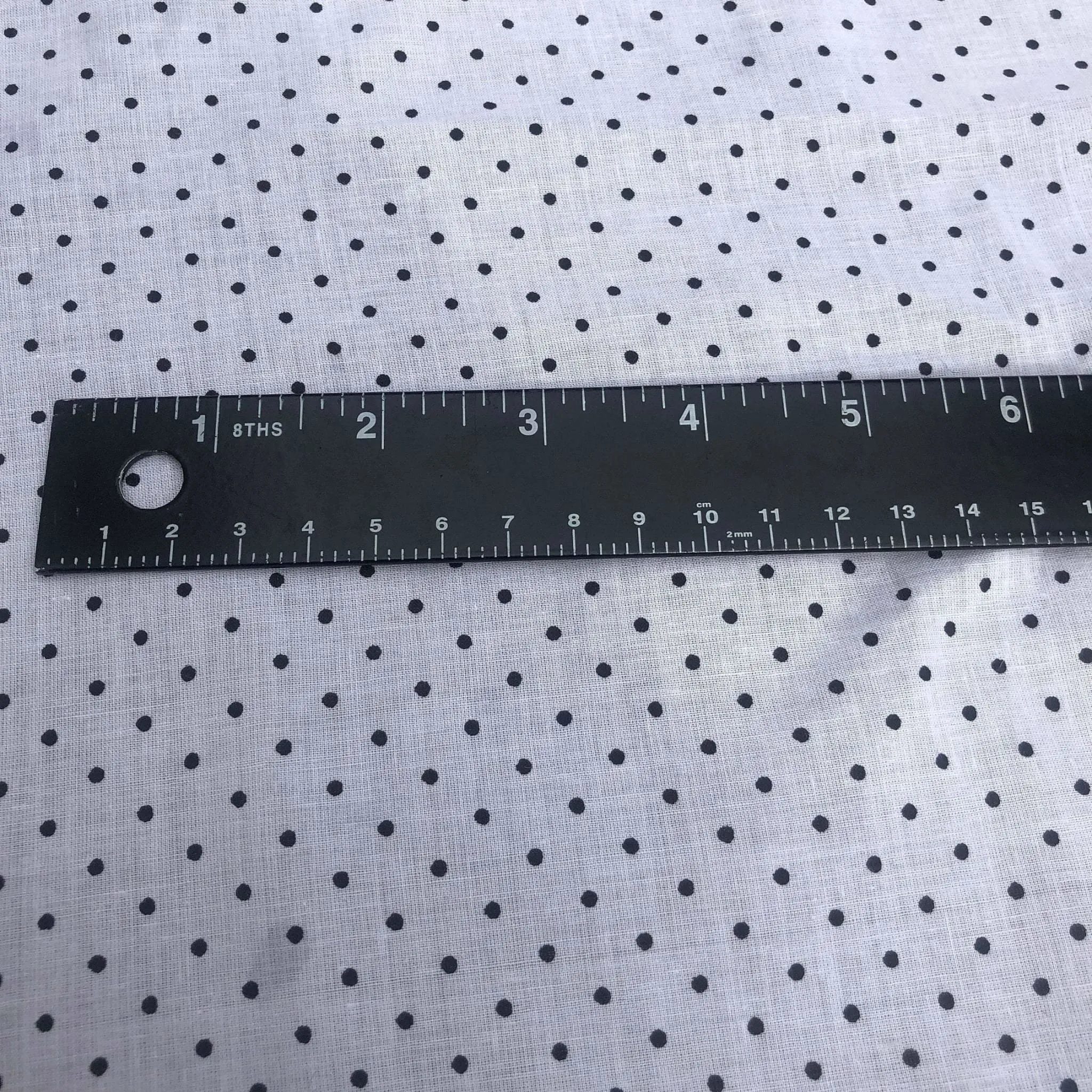 58" Black & White 100% Cotton Polka Dot Print Woven Fabric By the Yard