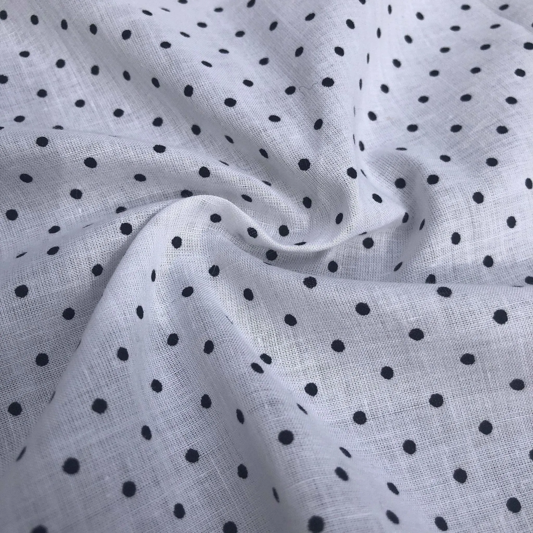 58" Black & White 100% Cotton Polka Dot Print Woven Fabric By the Yard