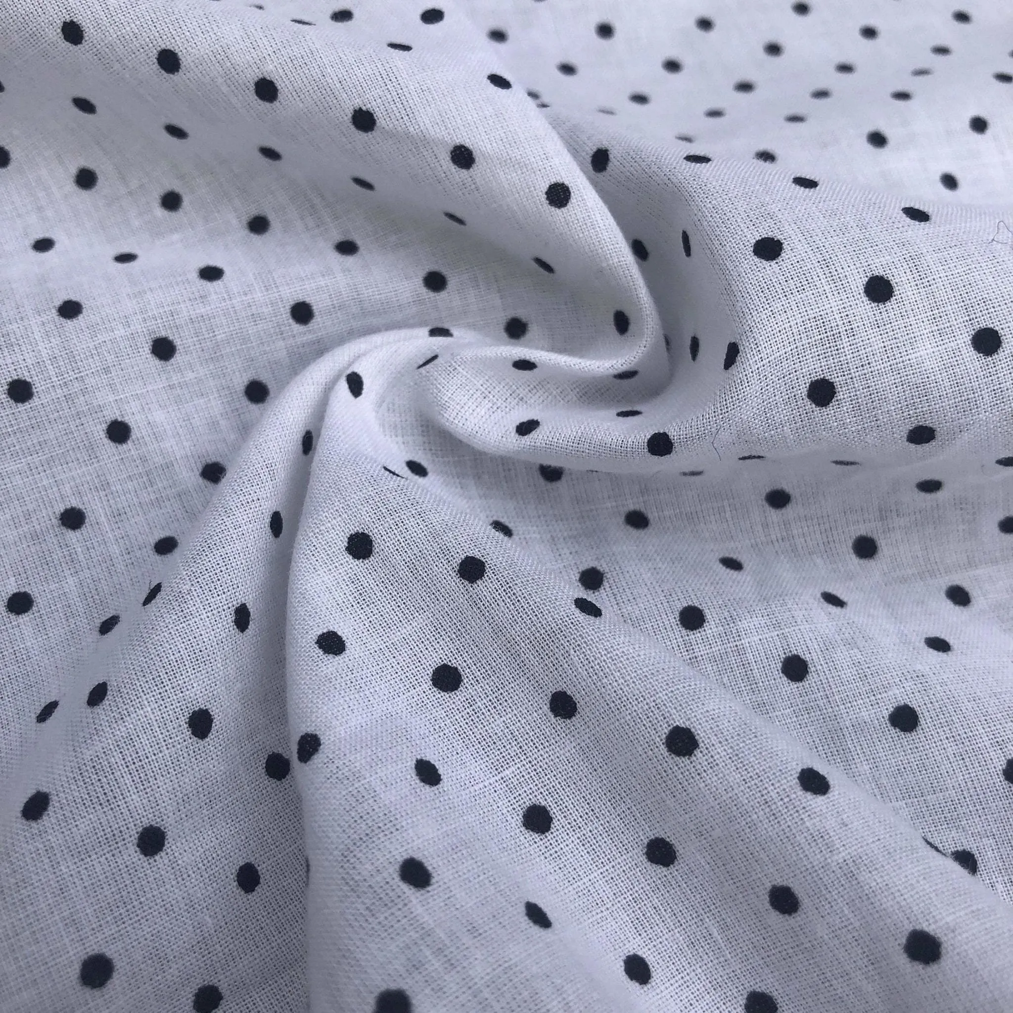 58" Black & White 100% Cotton Polka Dot Print Woven Fabric By the Yard