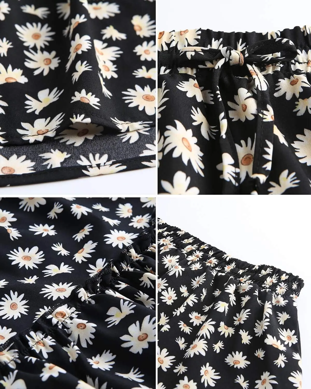 Alelly Women's Summer Cute High Waist Ruffle Skirt Floral Print Swing Beach Mini Skirt
