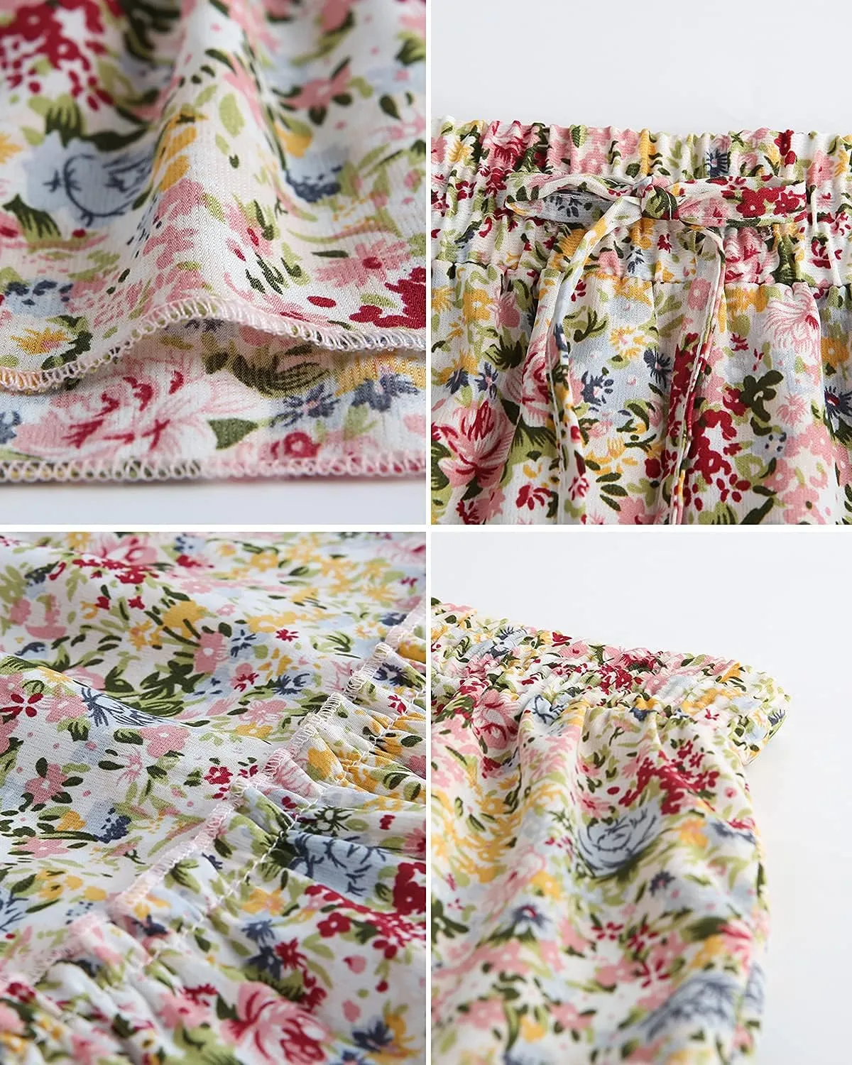 Alelly Women's Summer Cute High Waist Ruffle Skirt Floral Print Swing Beach Mini Skirt