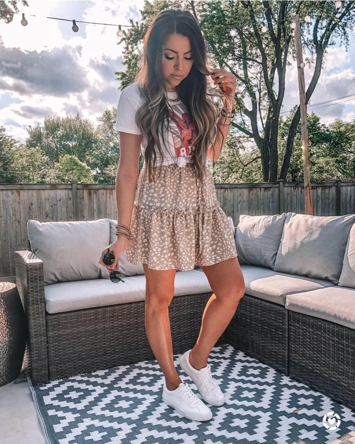 Alelly Women's Summer Cute High Waist Ruffle Skirt Floral Print Swing Beach Mini Skirt
