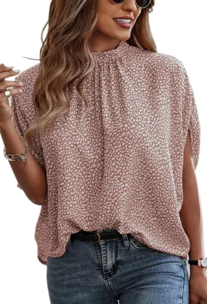Angashion Womens Tops, Short Sleeve Casual Summer Top Solid Color Self Tie Loose Fit Drape Tunic Blouses Shirts