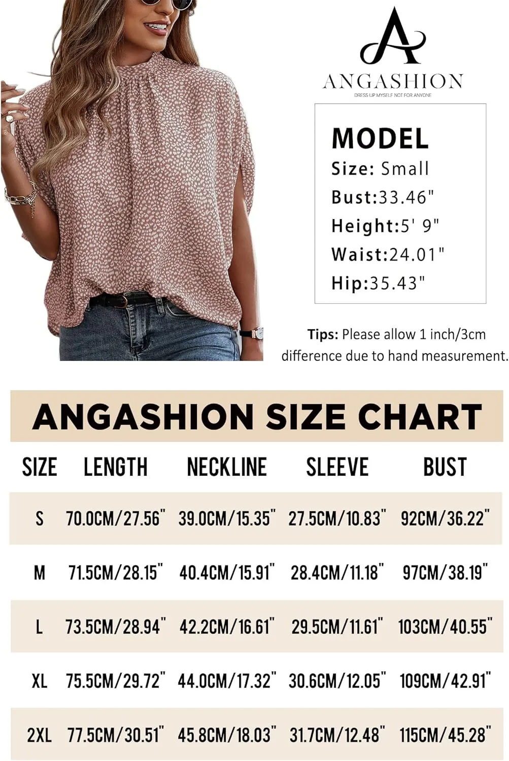 Angashion Womens Tops, Short Sleeve Casual Summer Top Solid Color Self Tie Loose Fit Drape Tunic Blouses Shirts