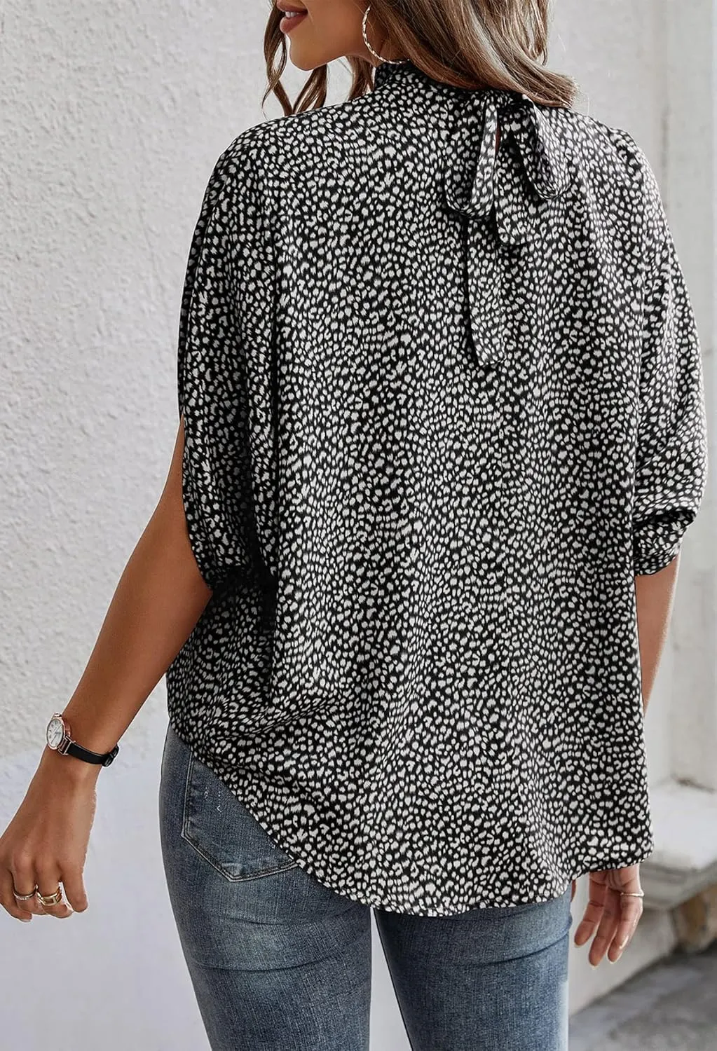 Angashion Womens Tops, Short Sleeve Casual Summer Top Solid Color Self Tie Loose Fit Drape Tunic Blouses Shirts