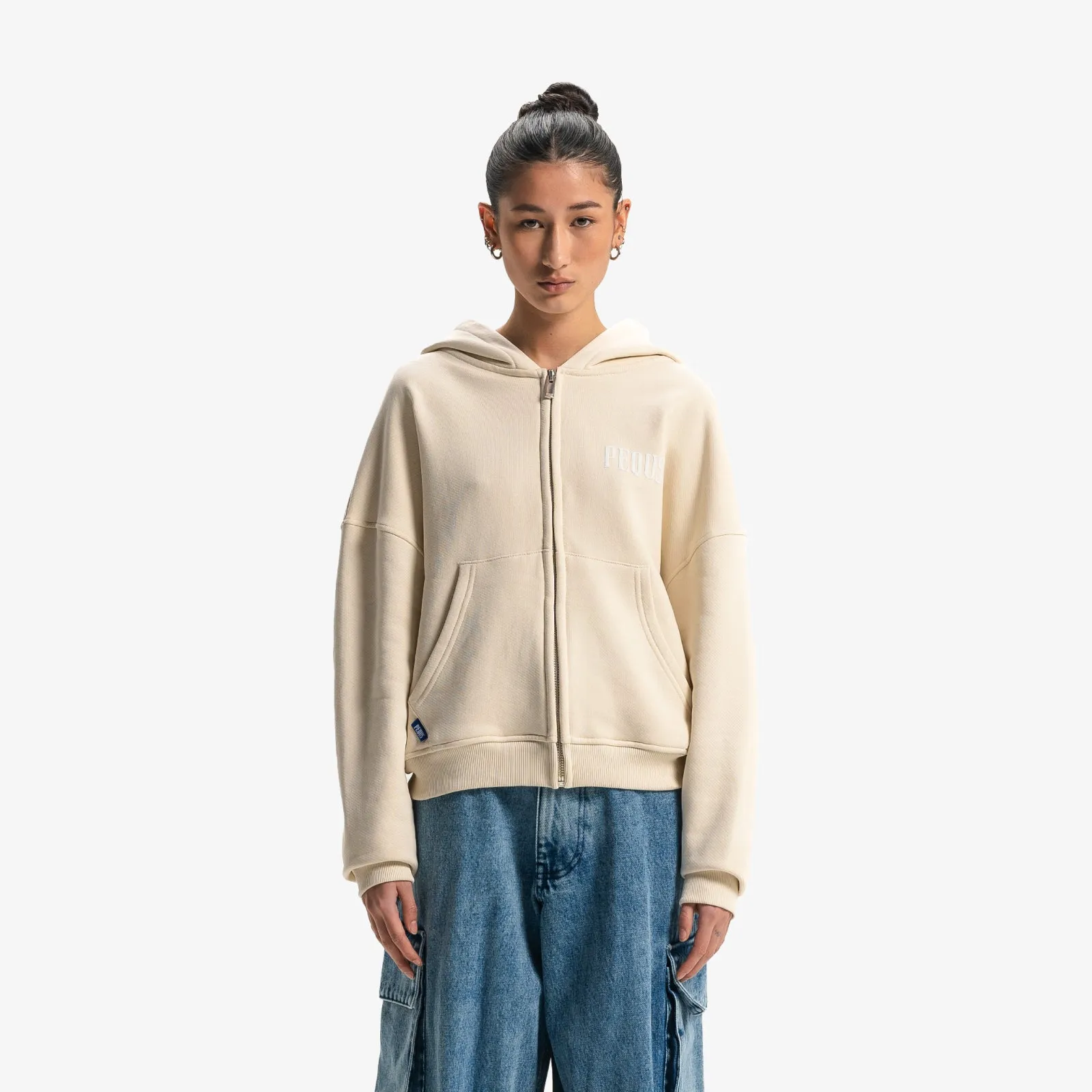 Cropped Back Logo Zip Hoodie