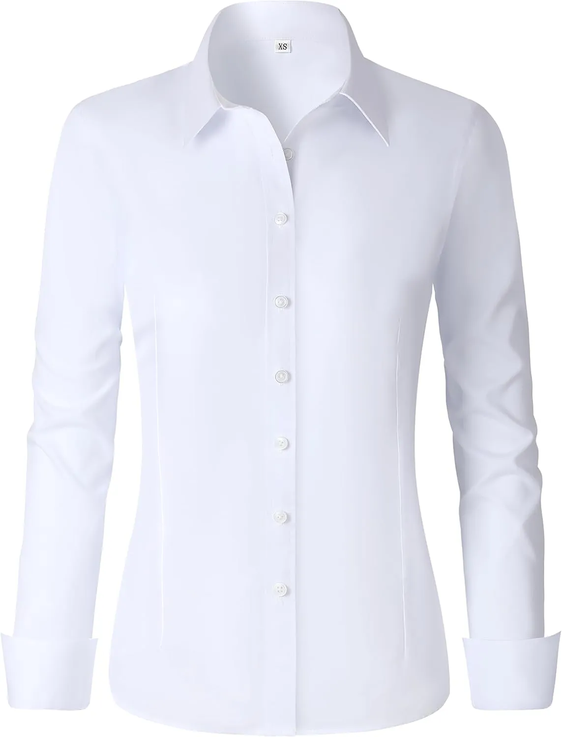 CUNLIN Womens Cotton Button Down Shirts for Women Fitted Long Sleeve Formal Dress Shirt Work Blouses Tops