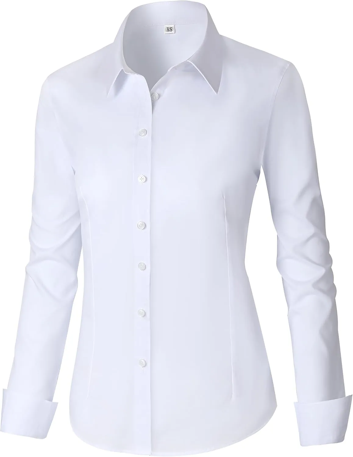 CUNLIN Womens Cotton Button Down Shirts for Women Fitted Long Sleeve Formal Dress Shirt Work Blouses Tops