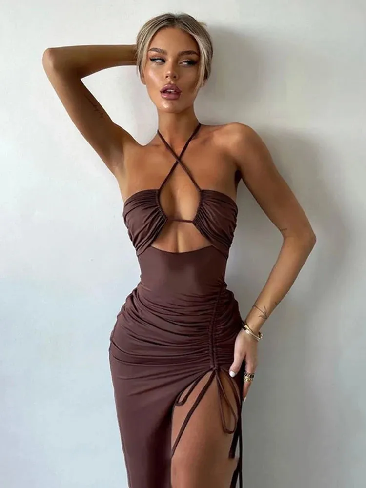 DressBetty - 2024 Hot Summer Sexy Sleeveless Cut Out Club Party Vestido Midi Dress
