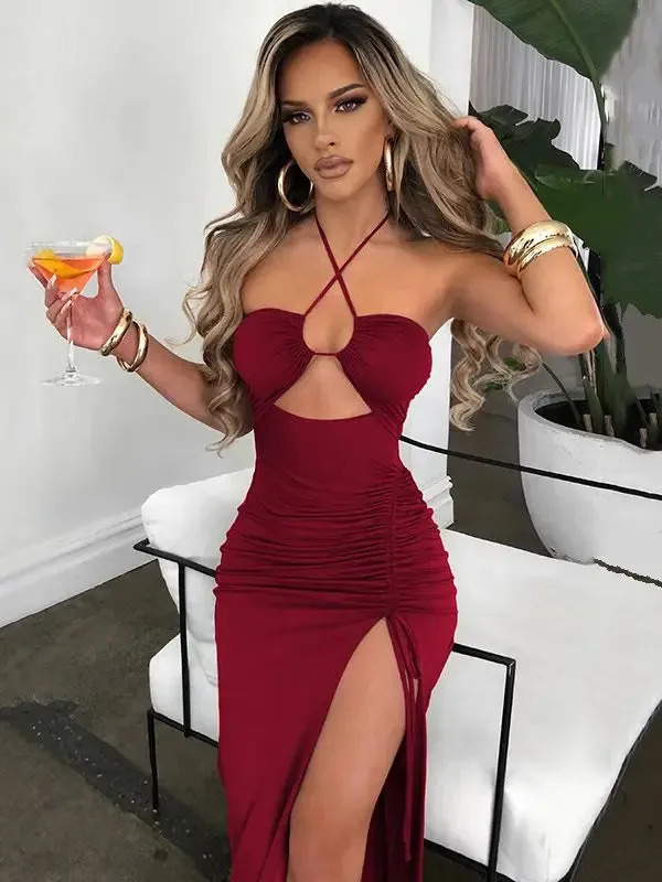 DressBetty - 2024 Hot Summer Sexy Sleeveless Cut Out Club Party Vestido Midi Dress