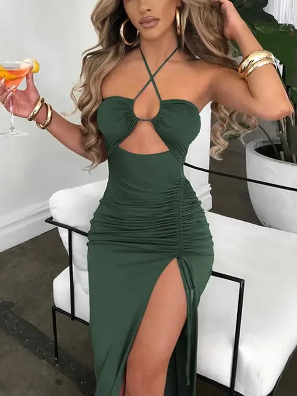 DressBetty - 2024 Hot Summer Sexy Sleeveless Cut Out Club Party Vestido Midi Dress