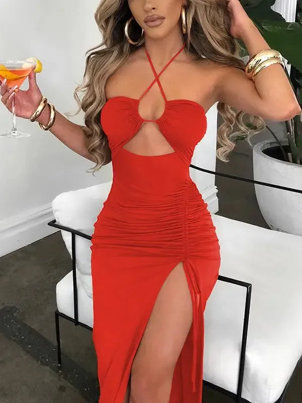 DressBetty - 2024 Hot Summer Sexy Sleeveless Cut Out Club Party Vestido Midi Dress