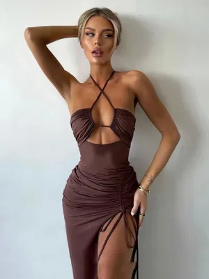 DressBetty - 2024 Hot Summer Sexy Sleeveless Cut Out Club Party Vestido Midi Dress