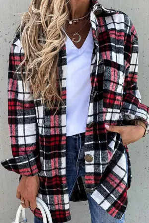 Dunnmall Casual Vintage Plaid Buckle Turndown Collar Outerwear(8 Colors)