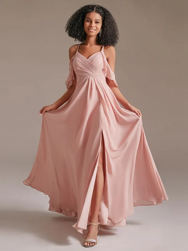 Elegant Spaghetti Strap Side Slit Formal Bridesmaid Dress