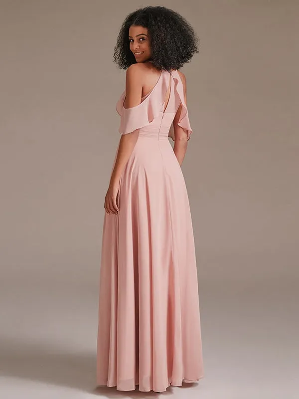 Elegant Spaghetti Strap Side Slit Formal Bridesmaid Dress