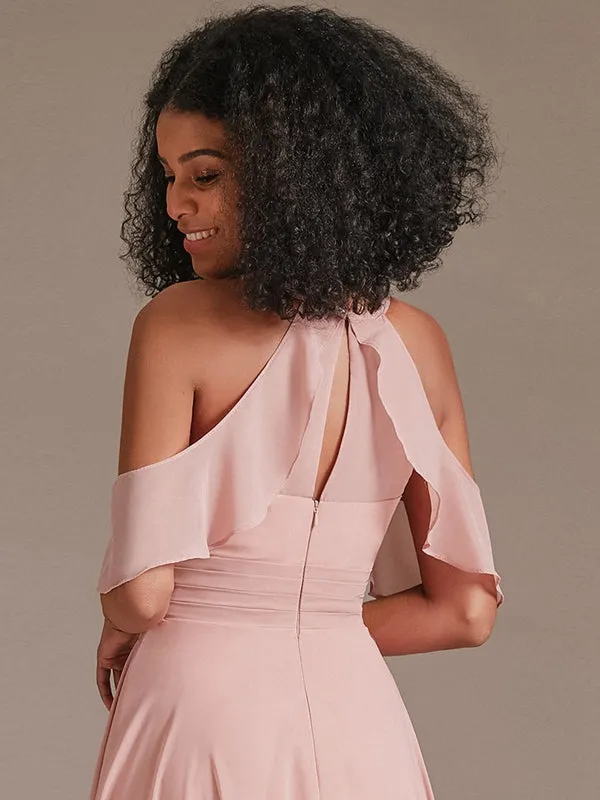 Elegant Spaghetti Strap Side Slit Formal Bridesmaid Dress