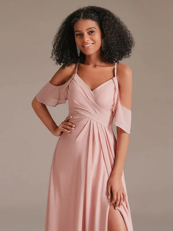 Elegant Spaghetti Strap Side Slit Formal Bridesmaid Dress