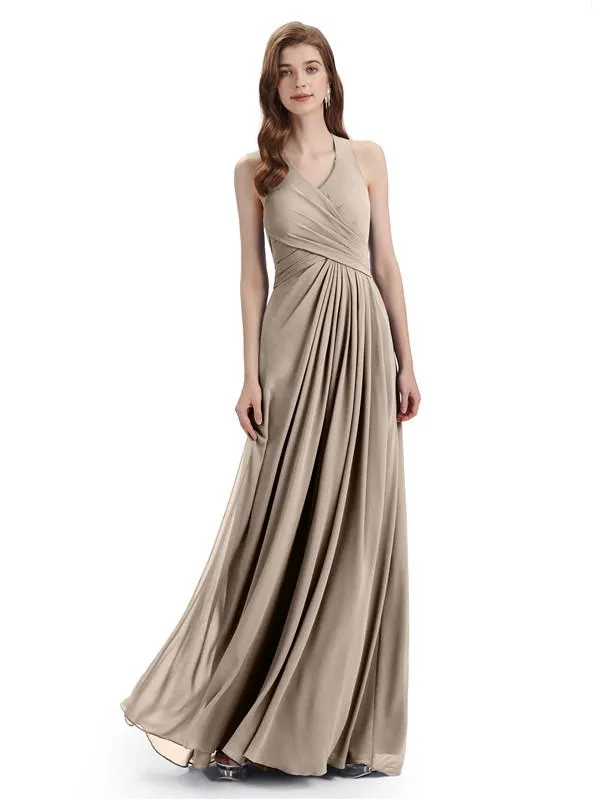 Elegant V-neck Side Slit Floor Length Bridesmaid Dresses