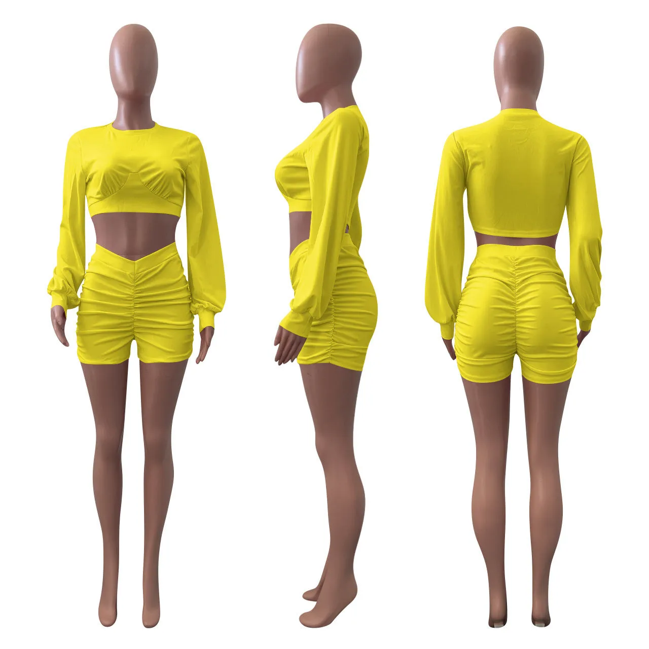 Fashion solid color pleated suit（AY1558)