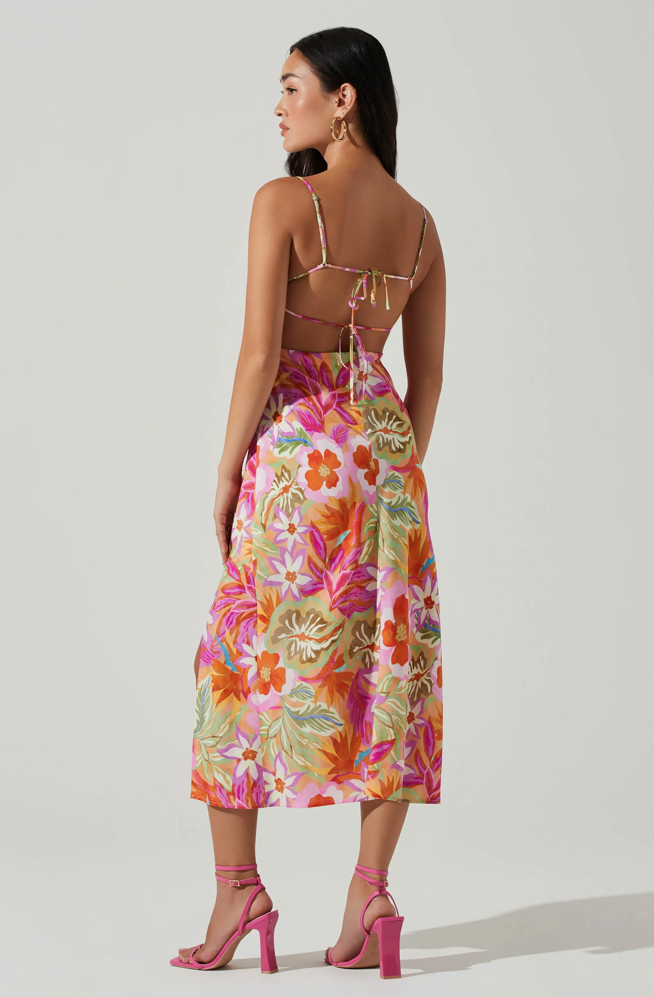 Gabriella Floral Strappy Back Midi Dress