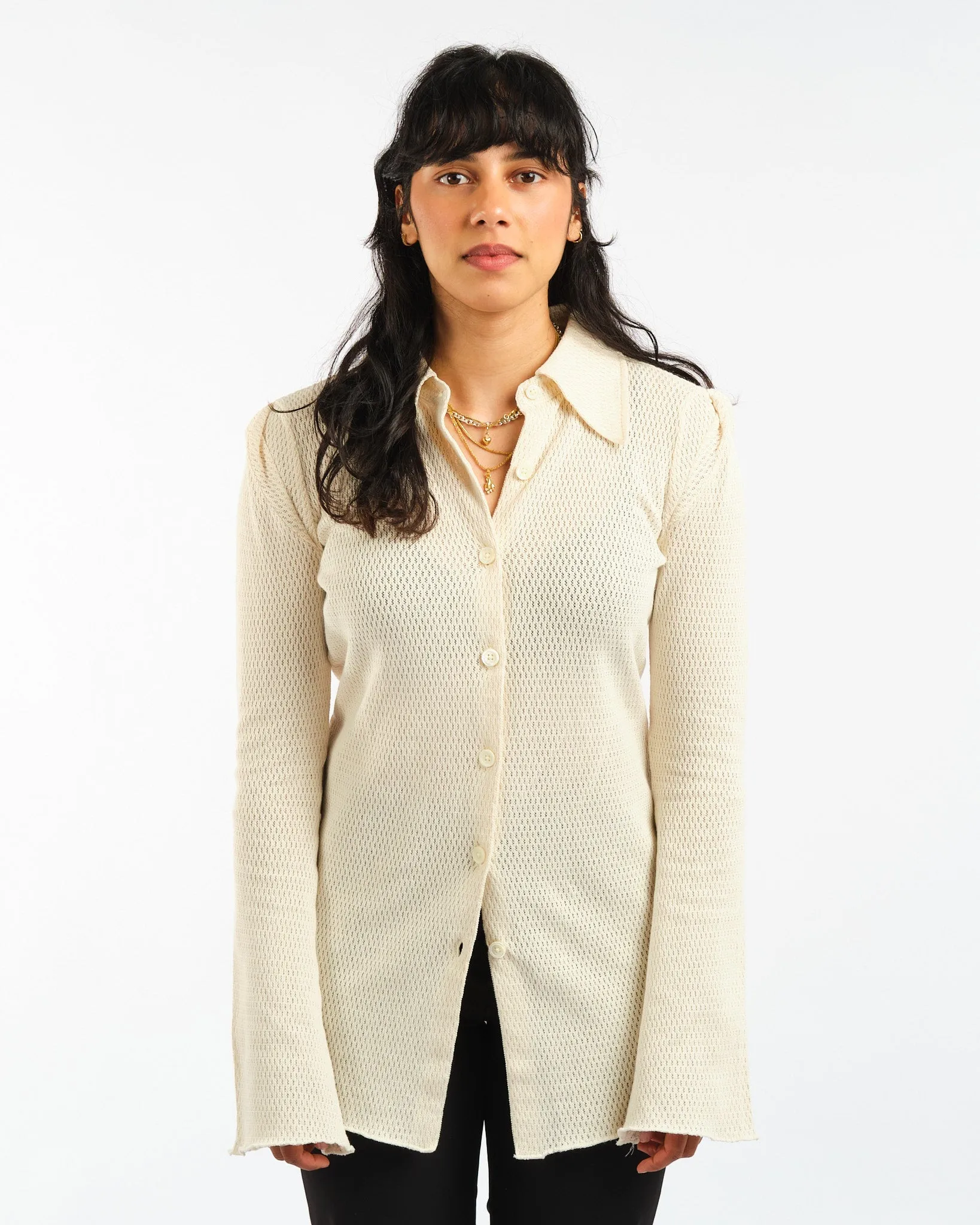Hollow Shirt Ecru Sparse Cotton