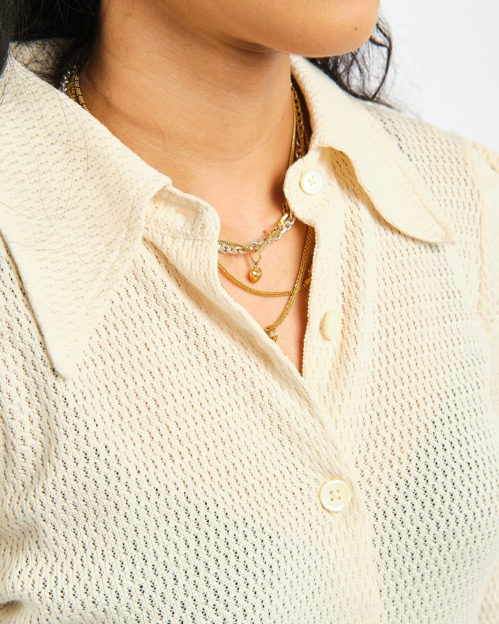 Hollow Shirt Ecru Sparse Cotton
