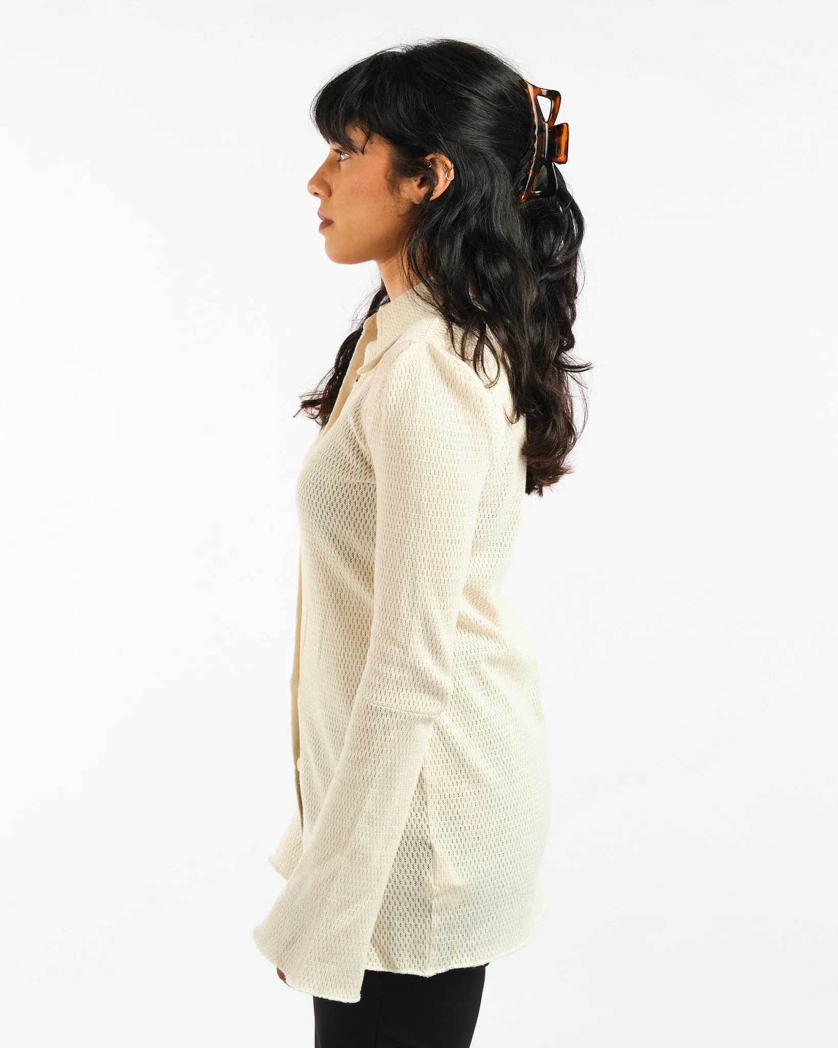 Hollow Shirt Ecru Sparse Cotton