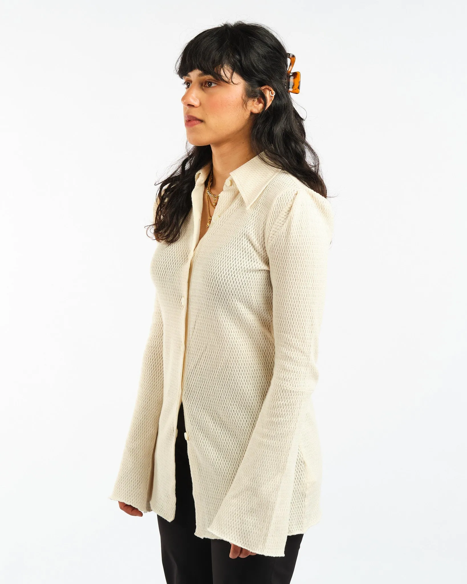 Hollow Shirt Ecru Sparse Cotton