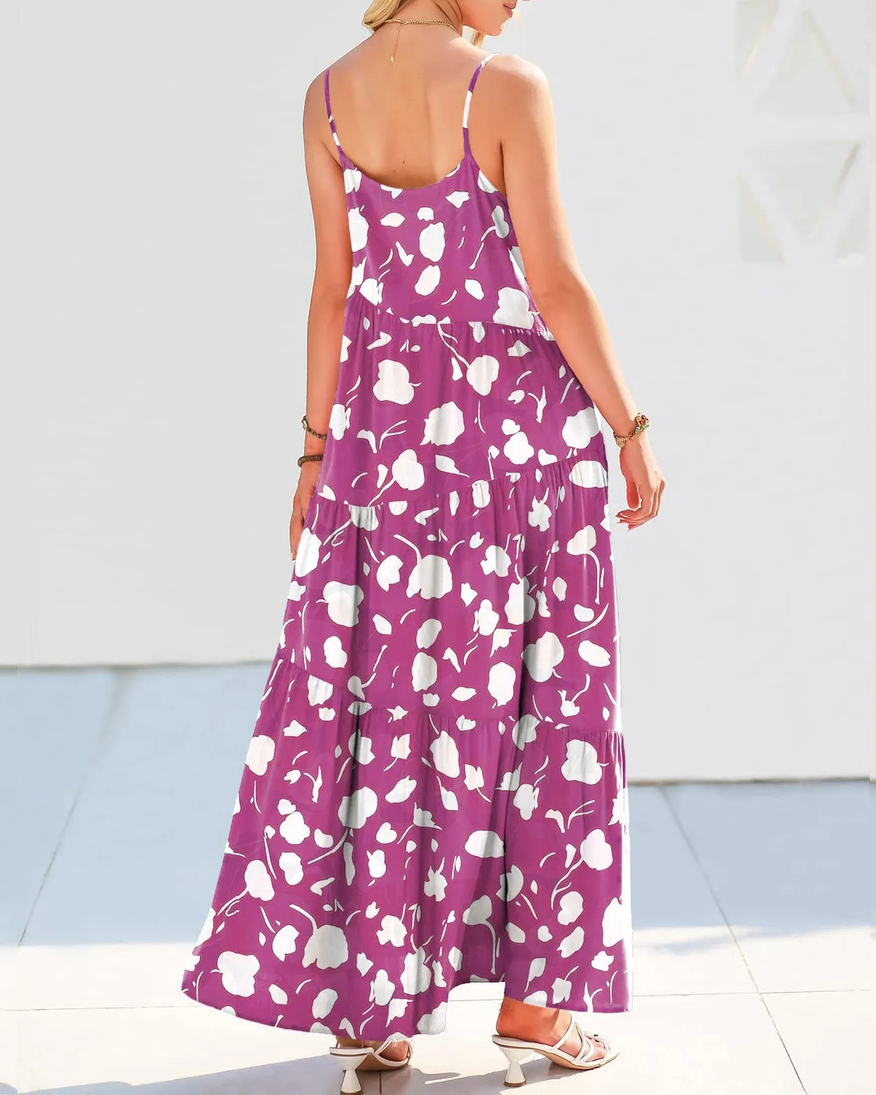 Loose Strap Beach Solid Pleated Dress
