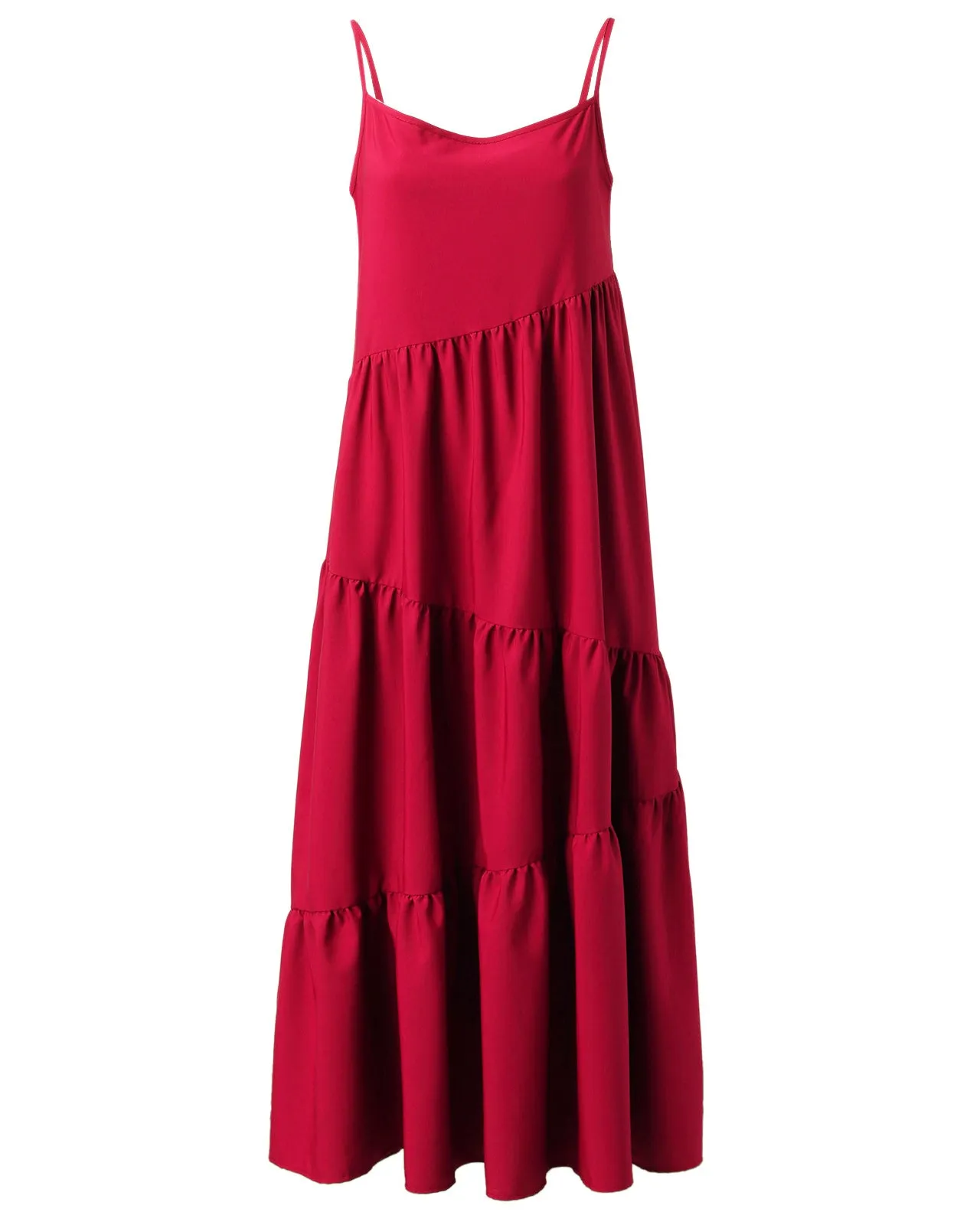Loose Strap Beach Solid Pleated Dress