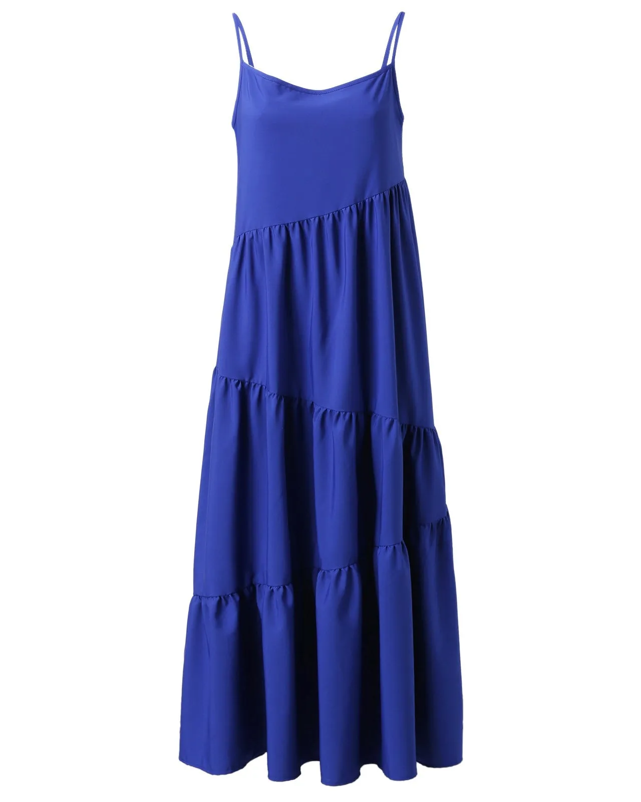 Loose Strap Beach Solid Pleated Dress