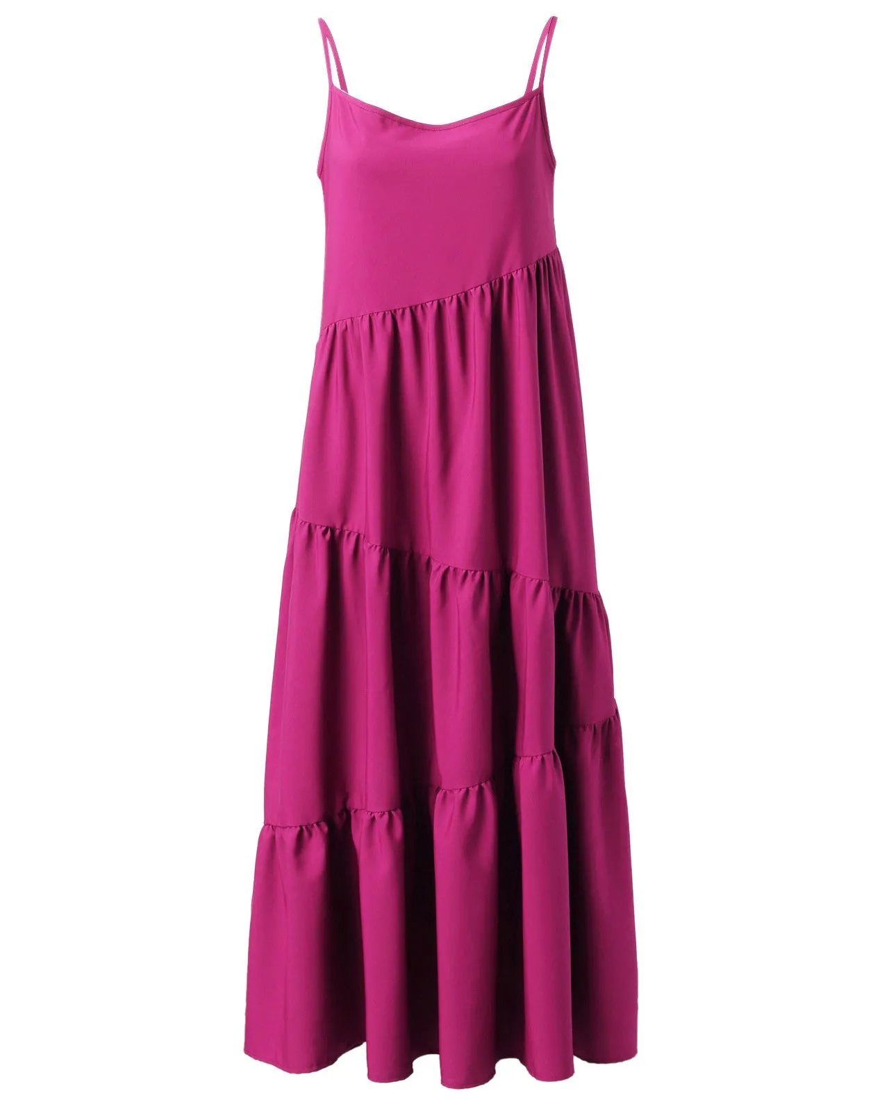 Loose Strap Beach Solid Pleated Dress
