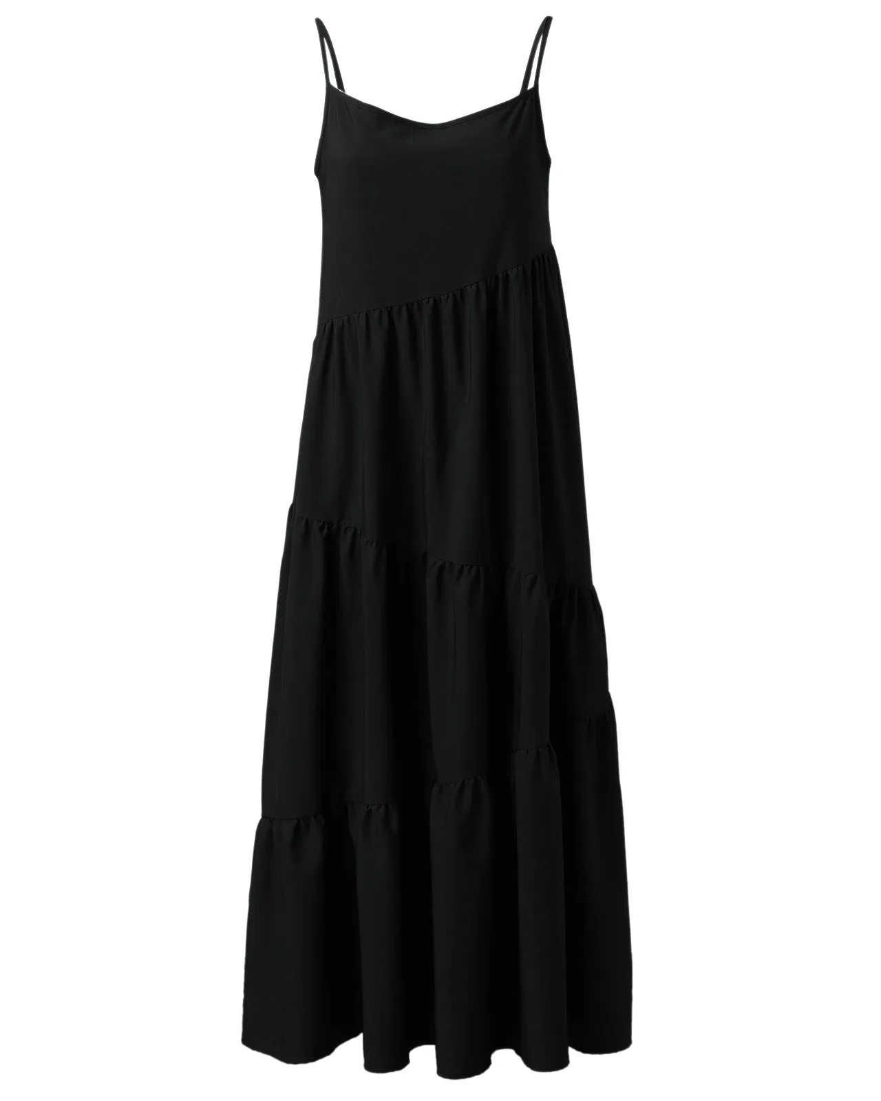 Loose Strap Beach Solid Pleated Dress