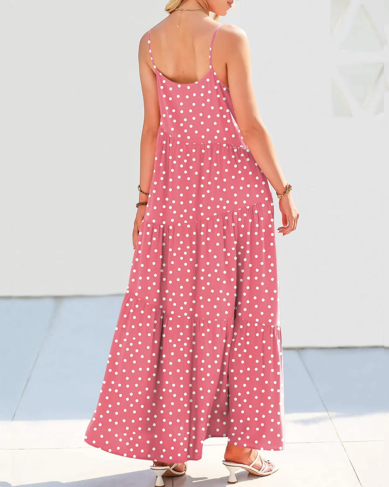 Loose Strap Beach Solid Pleated Dress