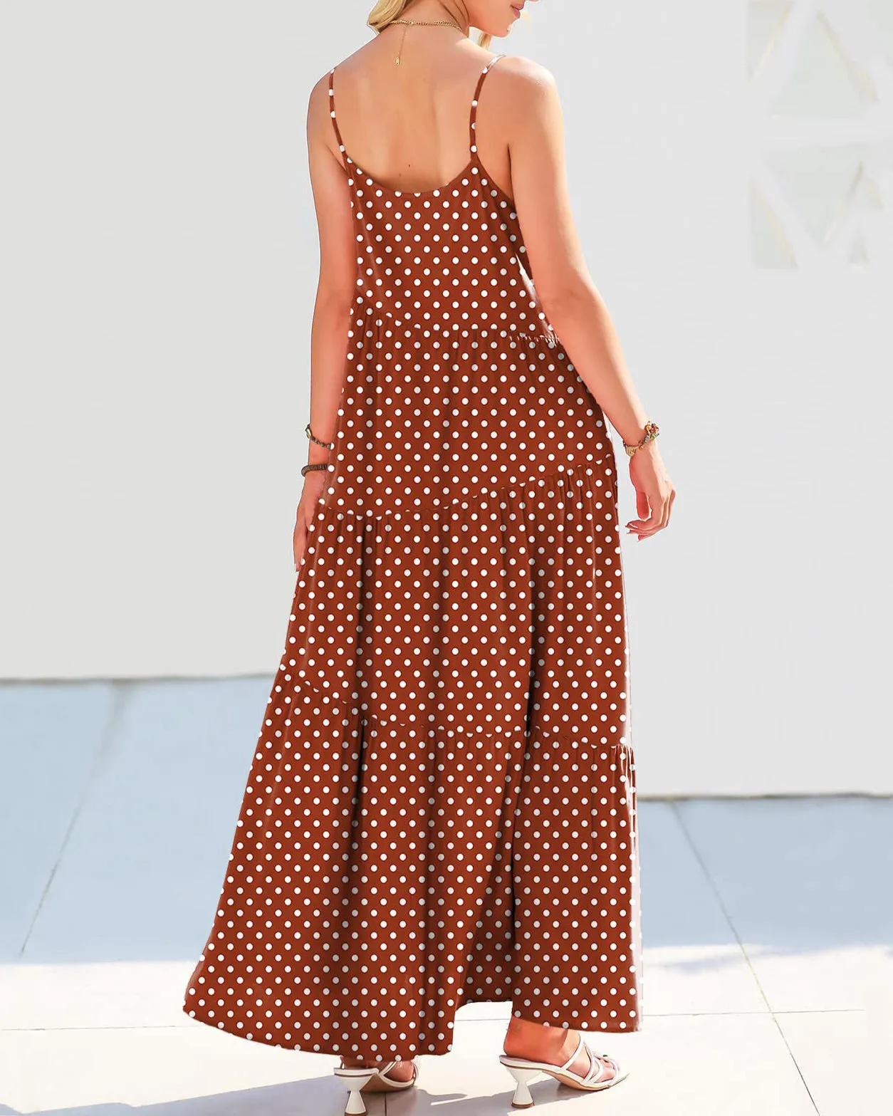 Loose Strap Beach Solid Pleated Dress