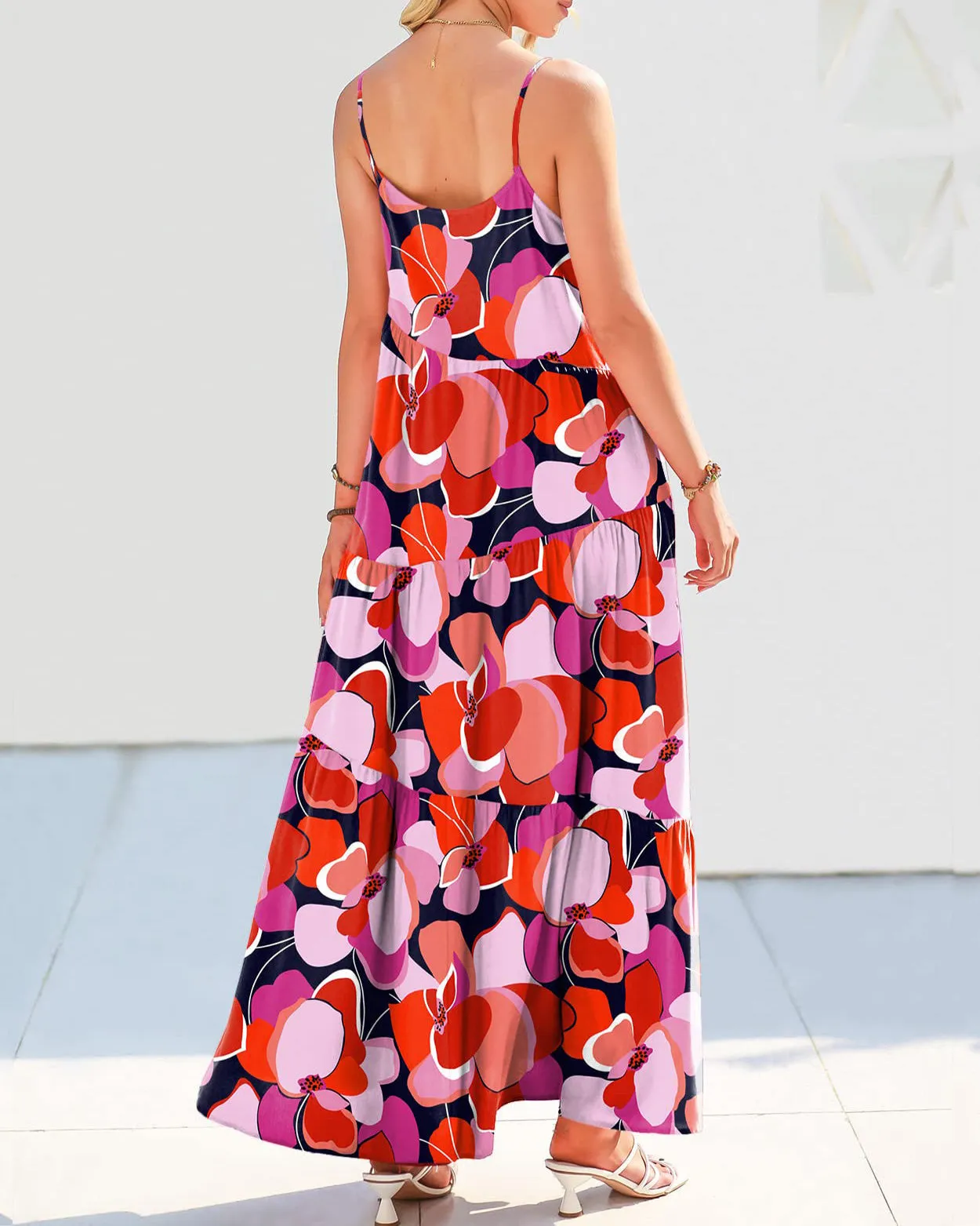 Loose Strap Beach Solid Pleated Dress