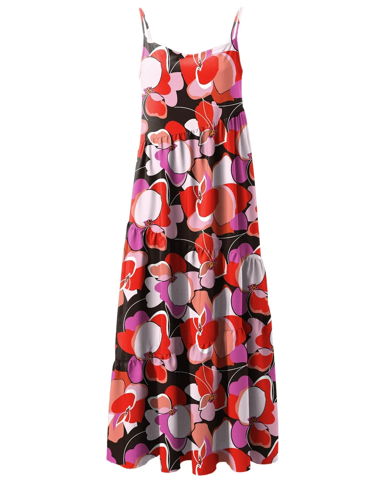 Loose Strap Beach Solid Pleated Dress