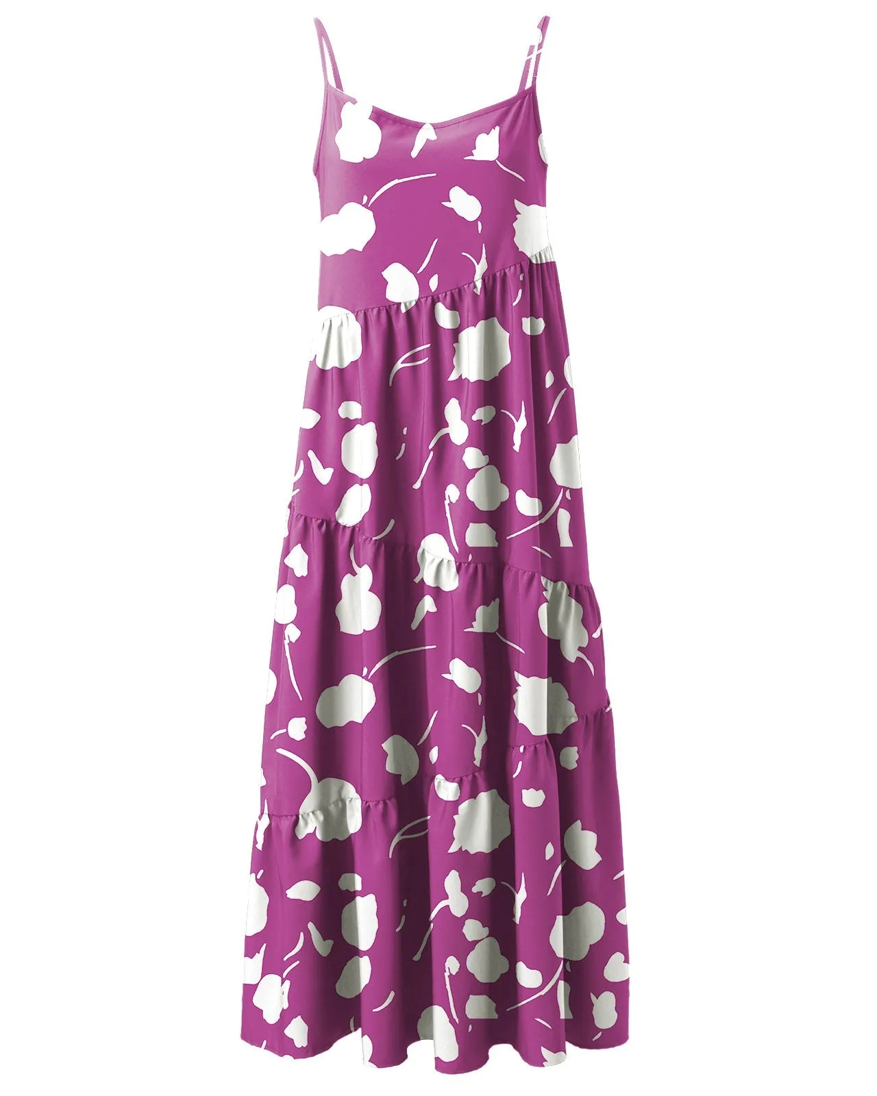 Loose Strap Beach Solid Pleated Dress