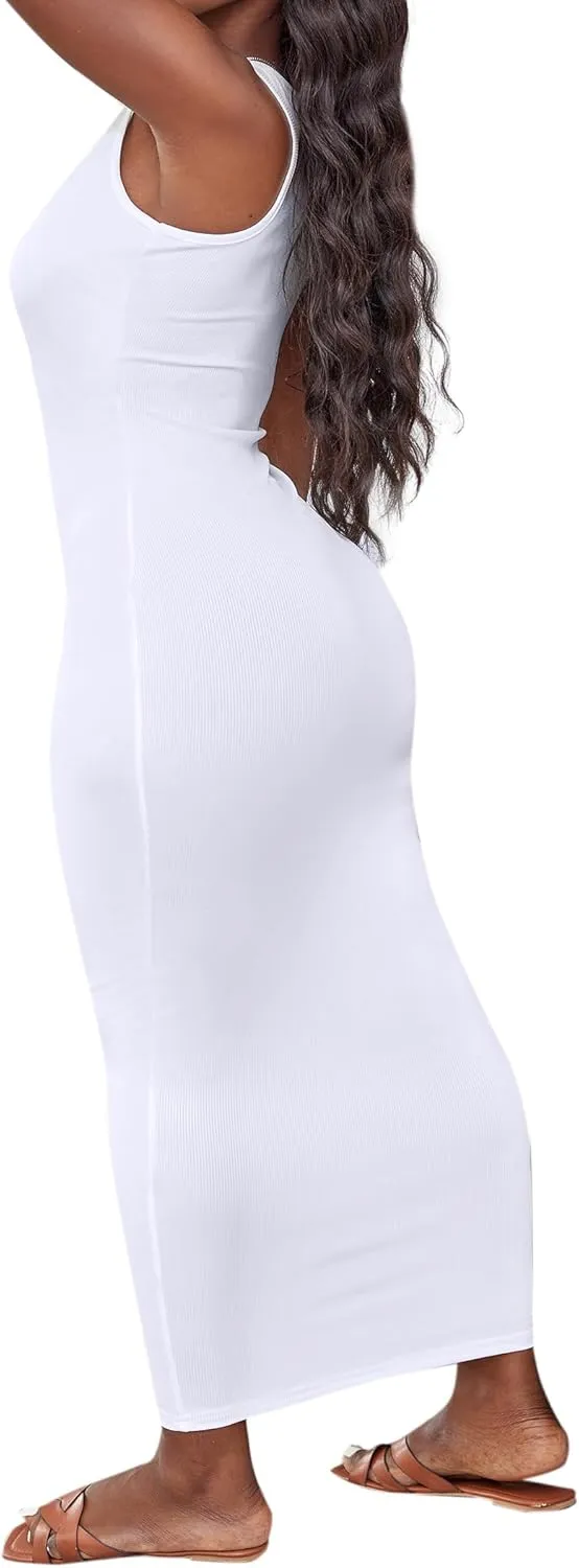 LovelyWholesale Maxi Dress for Women Sexy Sundresses Bodycon Ribbed Tank Dresses Summer Party Dress