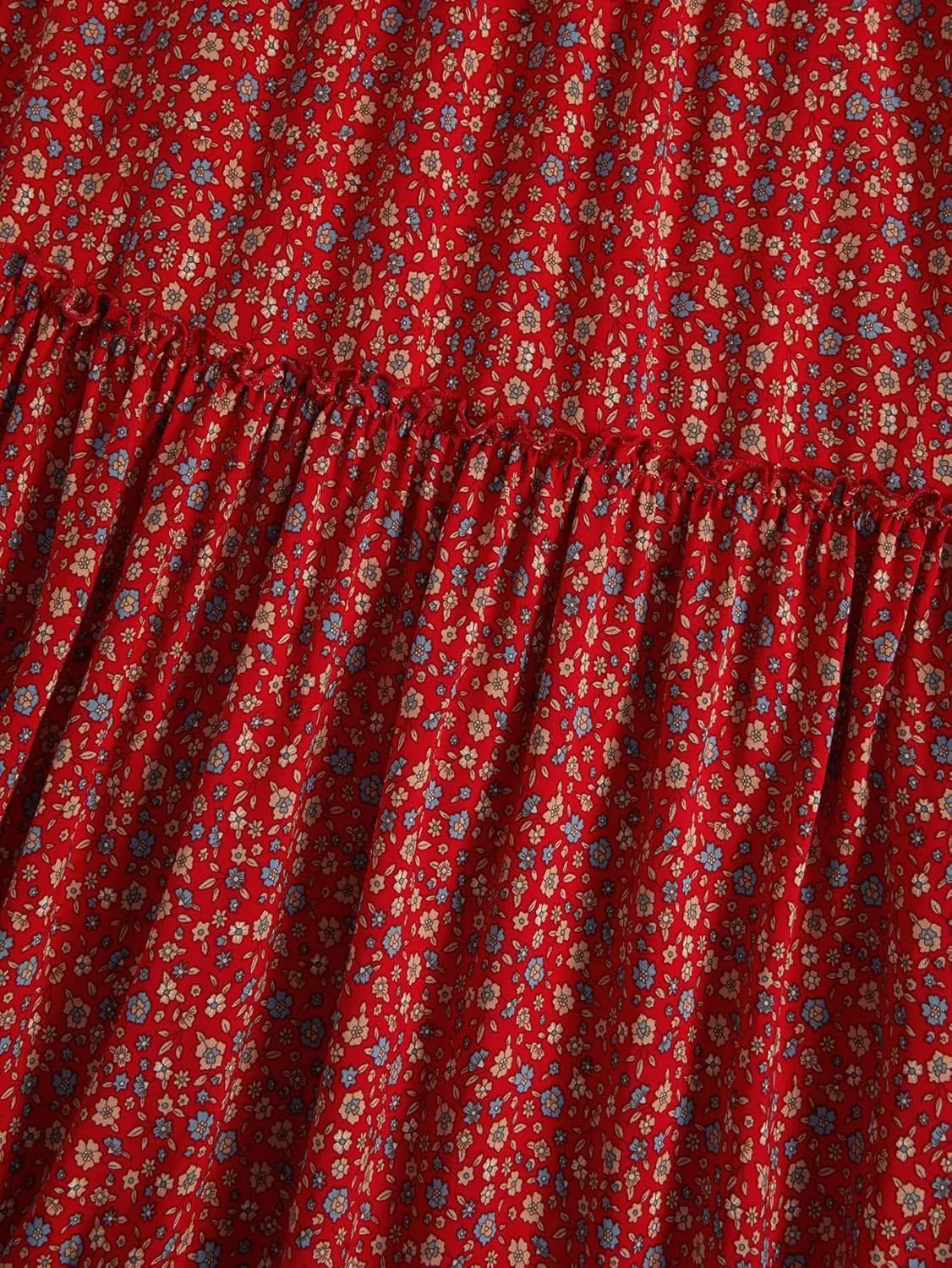 Milumia Women Boho Vintage Floral Print Long Skirt Summer Tiered Maxi Skirt