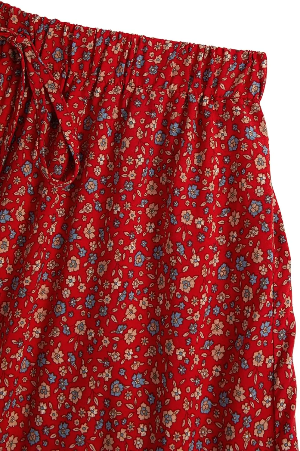 Milumia Women Boho Vintage Floral Print Long Skirt Summer Tiered Maxi Skirt