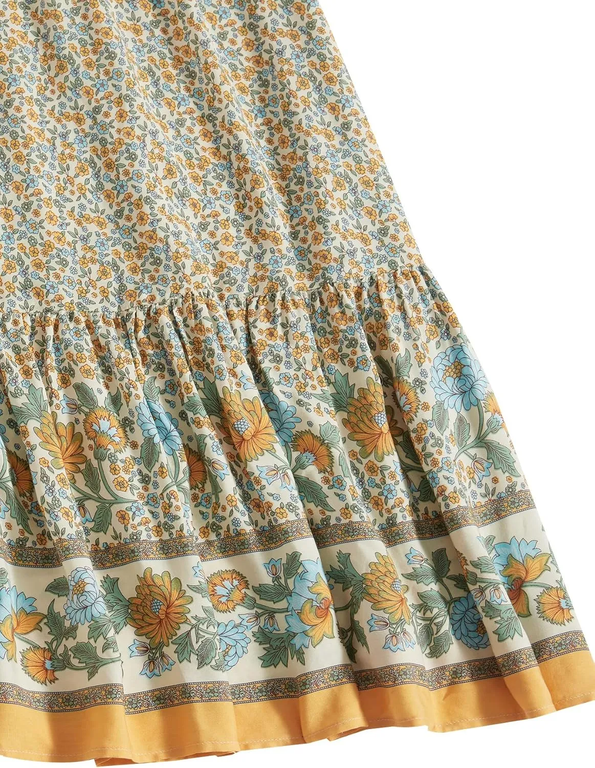 Milumia Women Boho Vintage Floral Print Long Skirt Summer Tiered Maxi Skirt