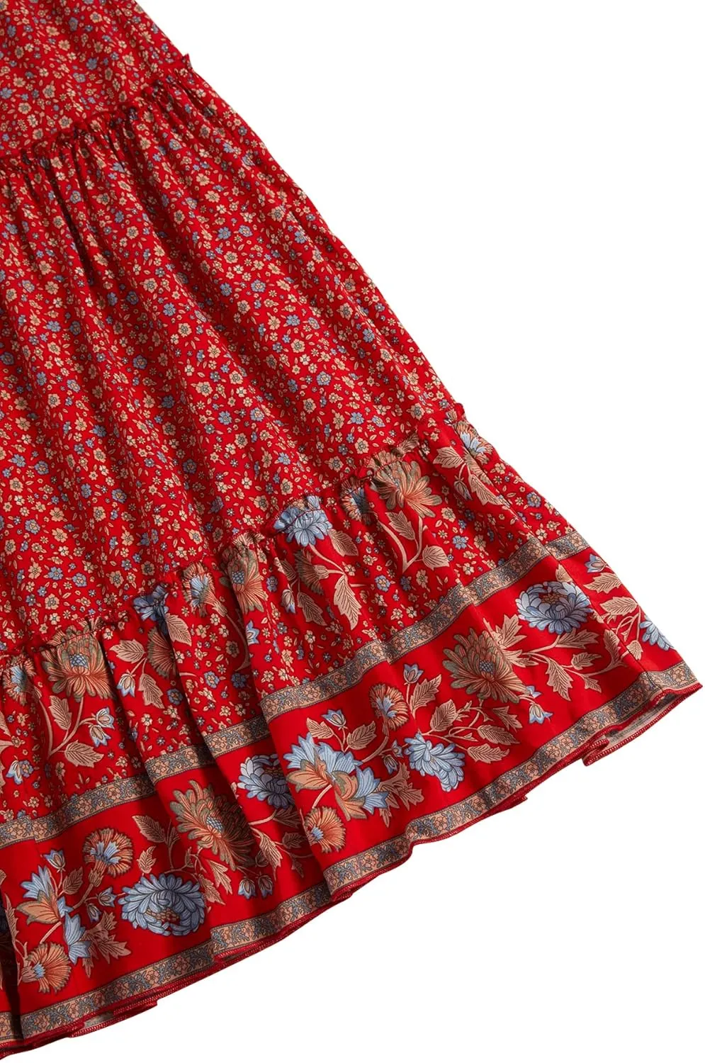 Milumia Women Boho Vintage Floral Print Long Skirt Summer Tiered Maxi Skirt