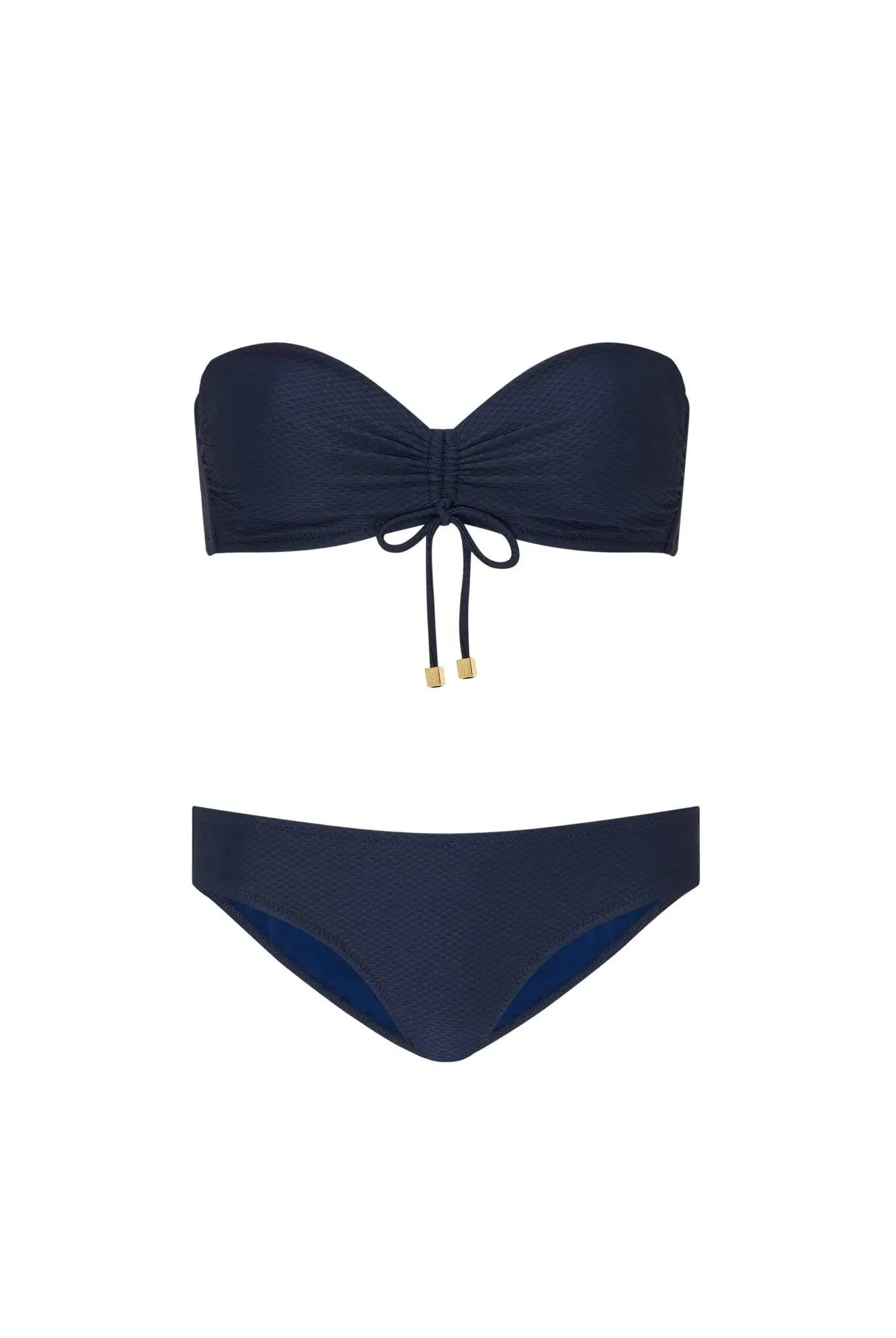 Navy Ruched Bandeau Bikini