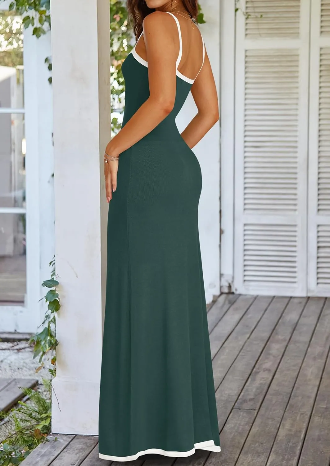 NENONA Women's Spaghetti Strap Bodycon Maxi Dress Sexy Sleeveless Long Party Dresses
