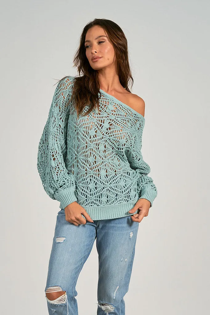 Off Shoulder Crochet Sweater